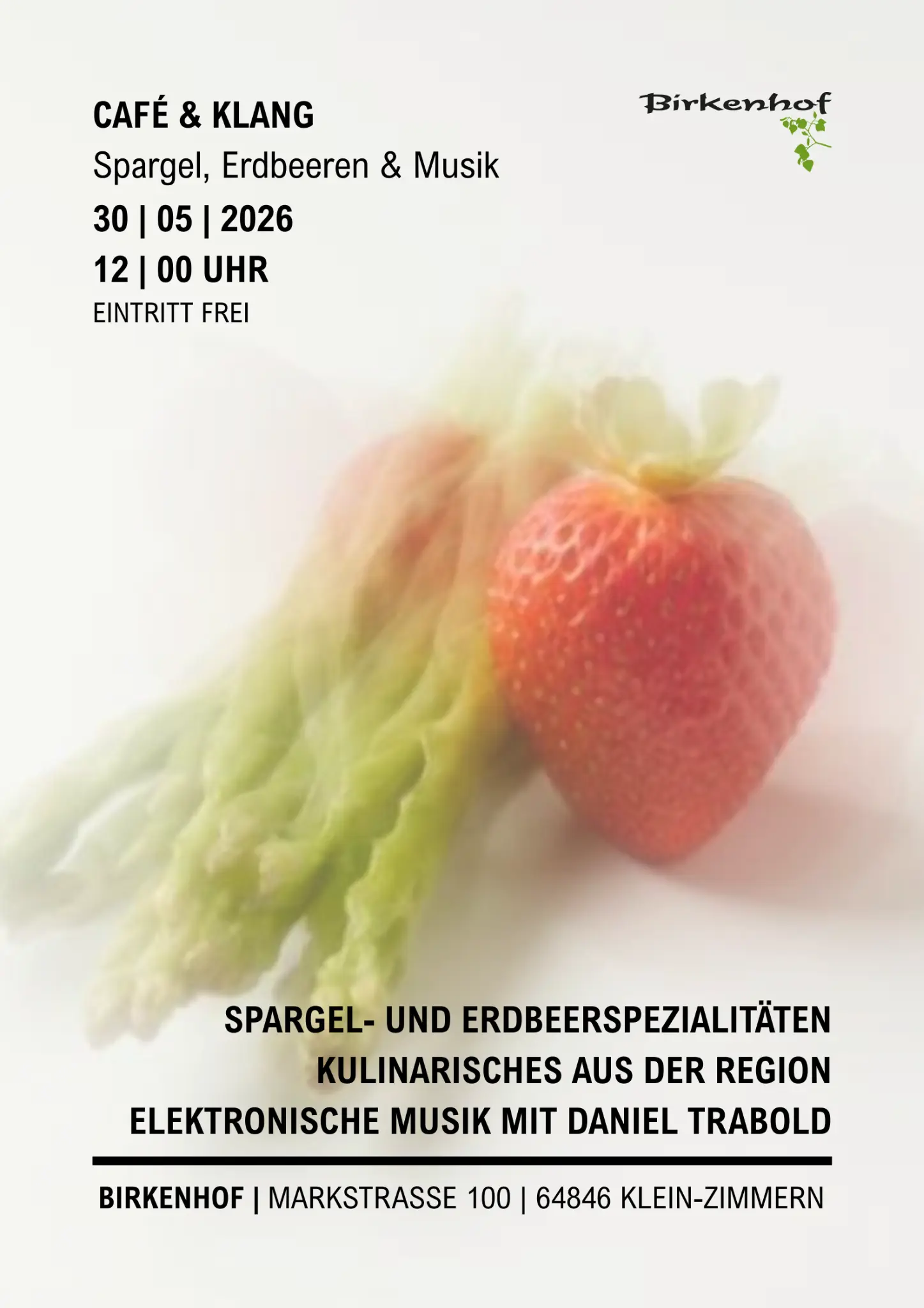 Originales Veranstaltungsplakat zu Café & Klang am Birkenhof